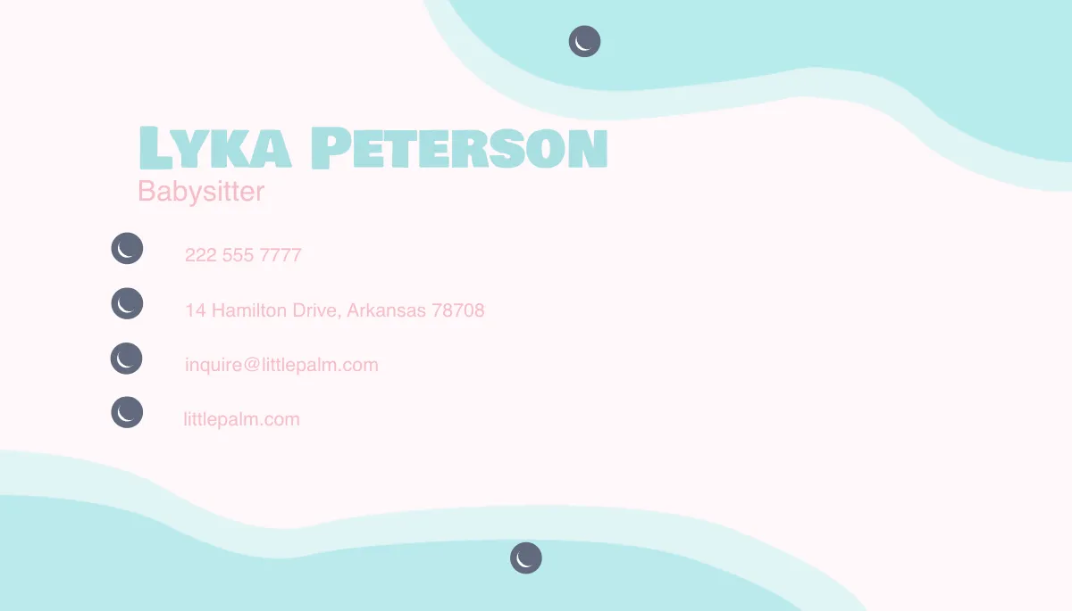 Free Babysitter Childcare Business Card Template to Edit Online