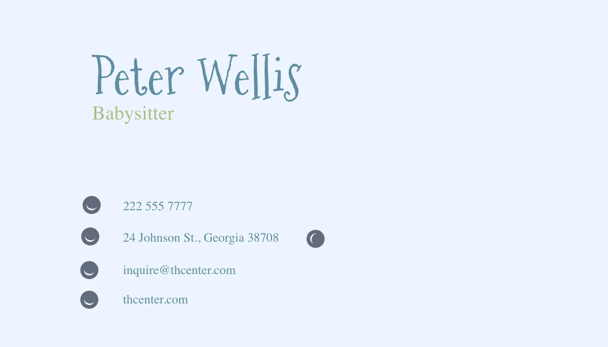 Free Babysitter Services Business Card Template to Edit Online