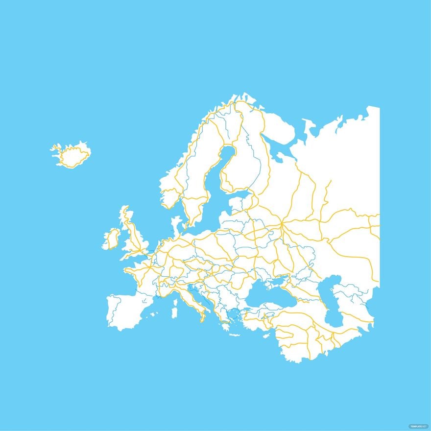 Europe Road Map Vector in Illustrator, EPS, SVG, JPG, PNG