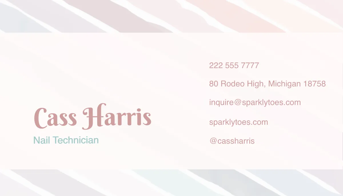 Free Nail Polish Striped Business Card Template to Edit Online