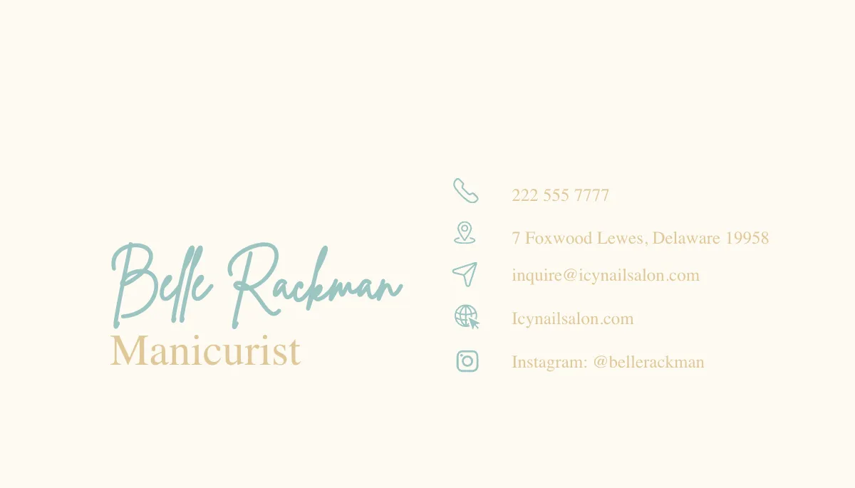 Free Manicure Nail Salon Business Card Template to Edit Online