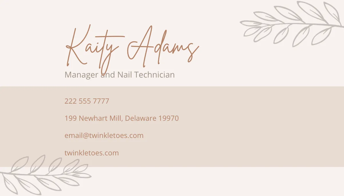 Free Nail Store Business Card Template to Edit Online
