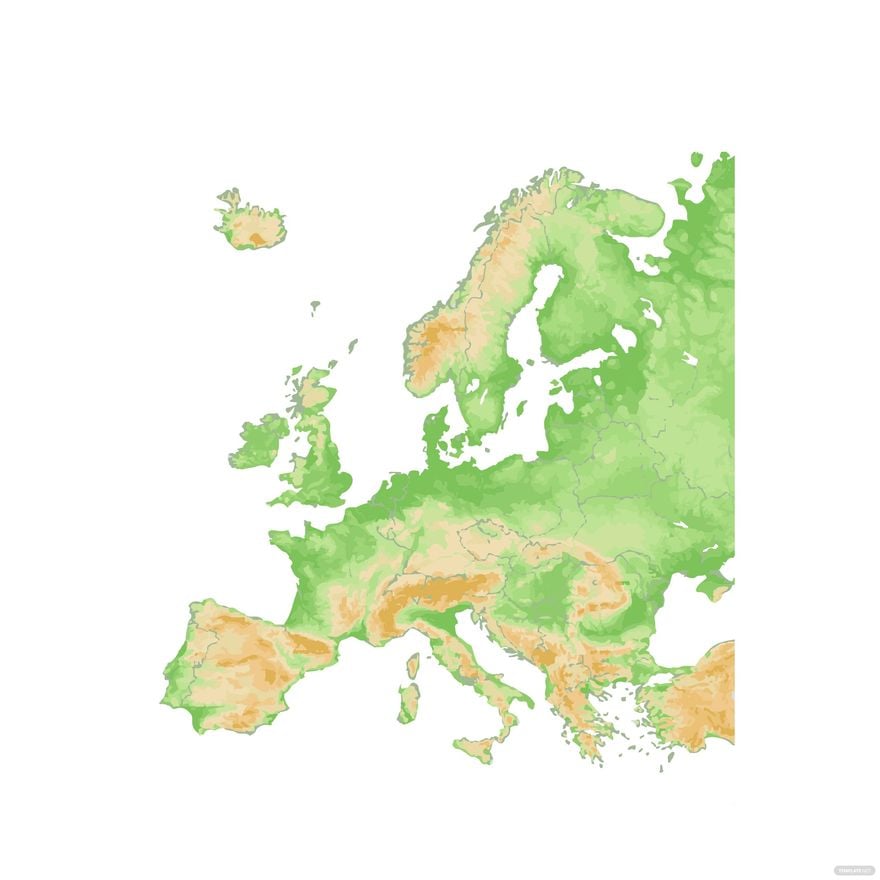 Europe Relief Map Vector in Illustrator, EPS, SVG, JPG, PNG