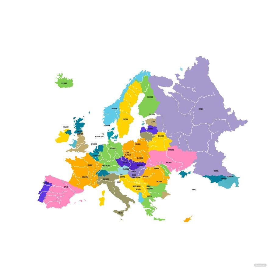 Detailed Europe Map Vector in Illustrator, EPS, SVG, JPG, PNG