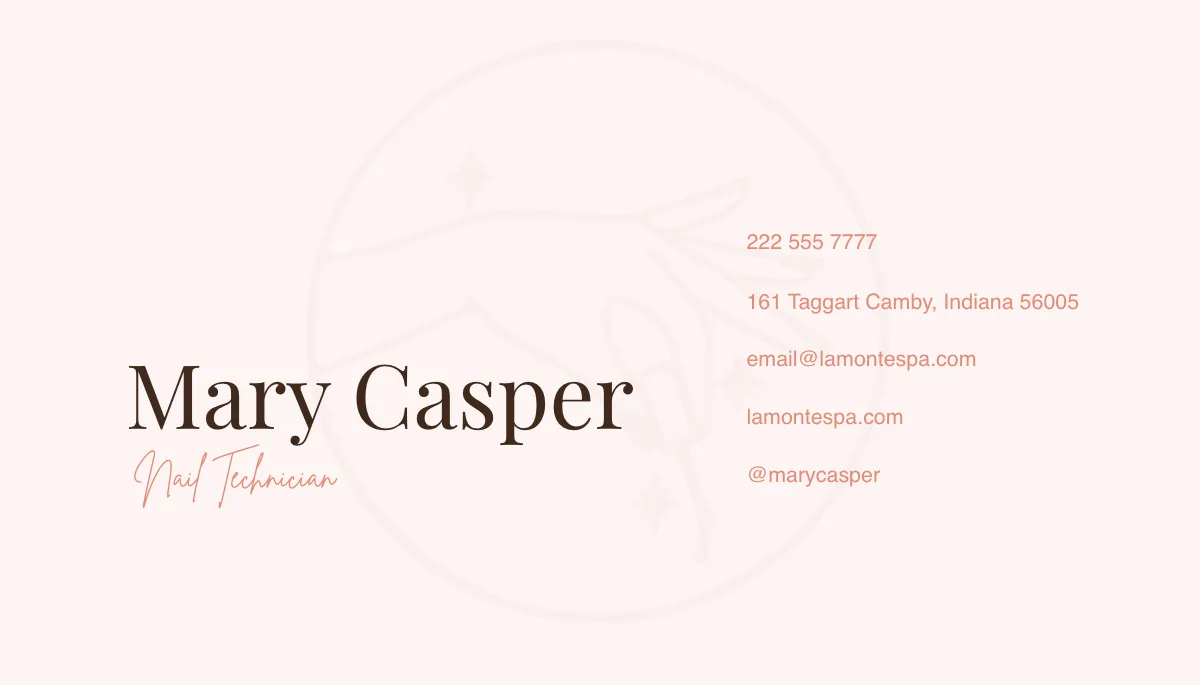 Free Nail Spa Business Card Template to Edit Online
