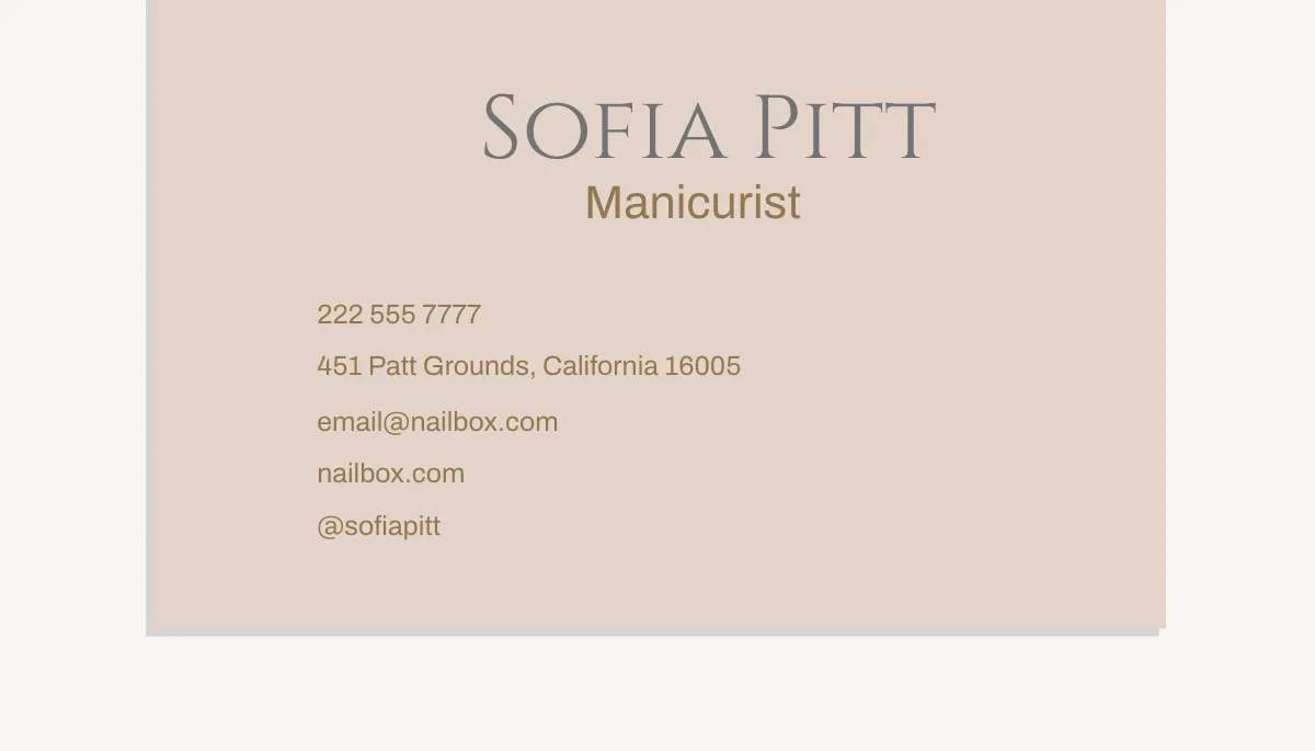 Free Manicure Salon Bar Business Card Template to Edit Online