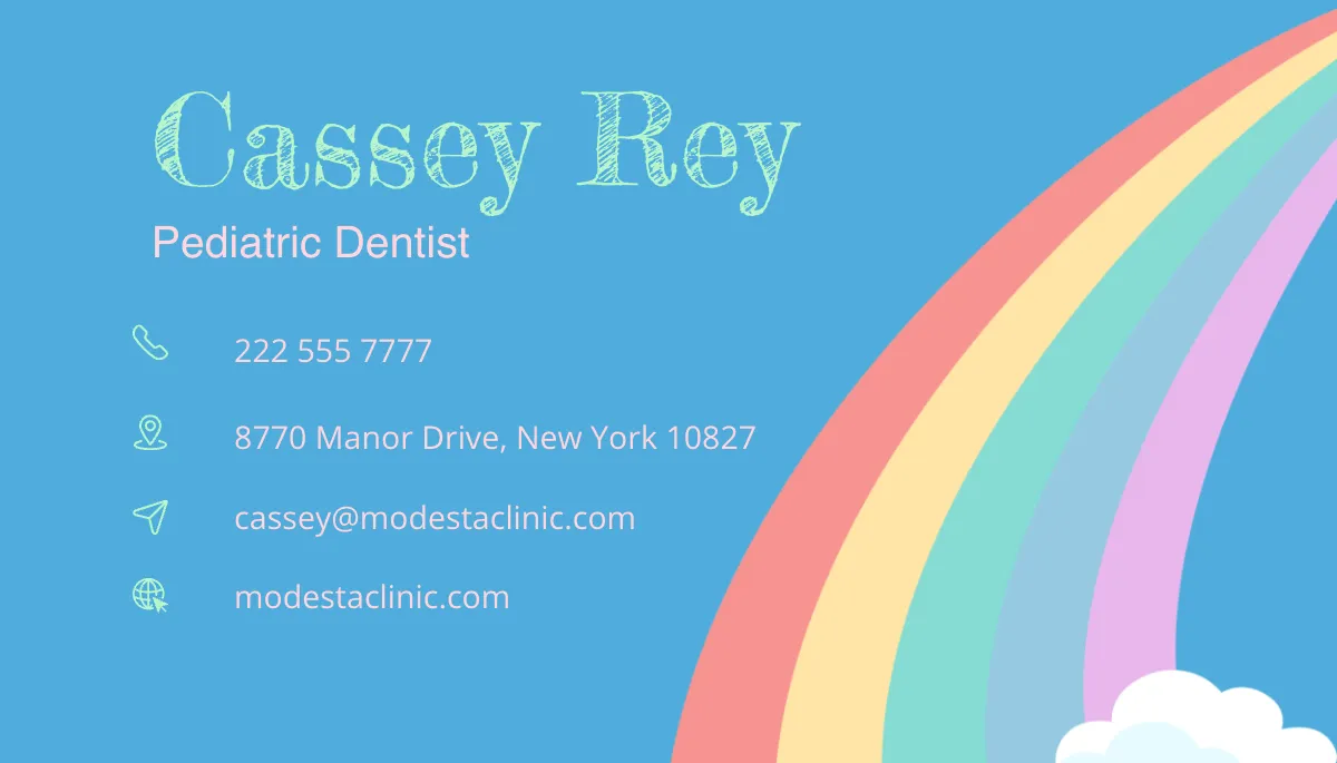 Free Toddler Dentist Business Card Template to Edit Online
