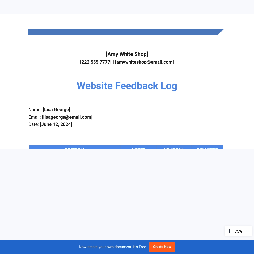 FREE Feedback Template Download In Word Google Docs Excel PDF