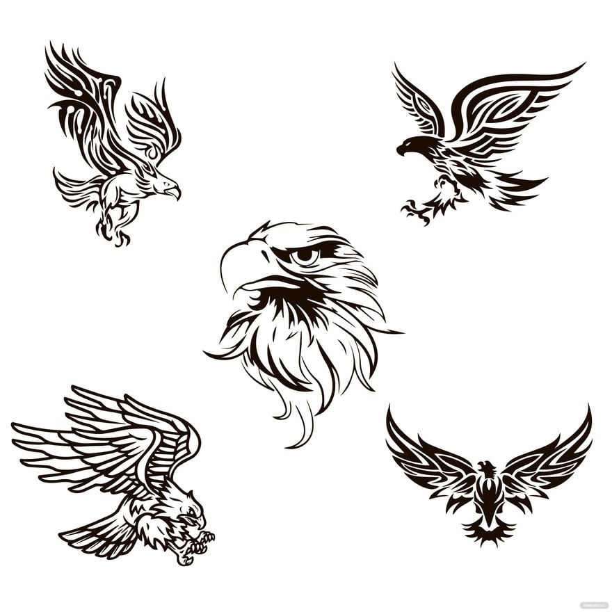Classic eagle tattoo design on forearm, black and white ink on Craiyon