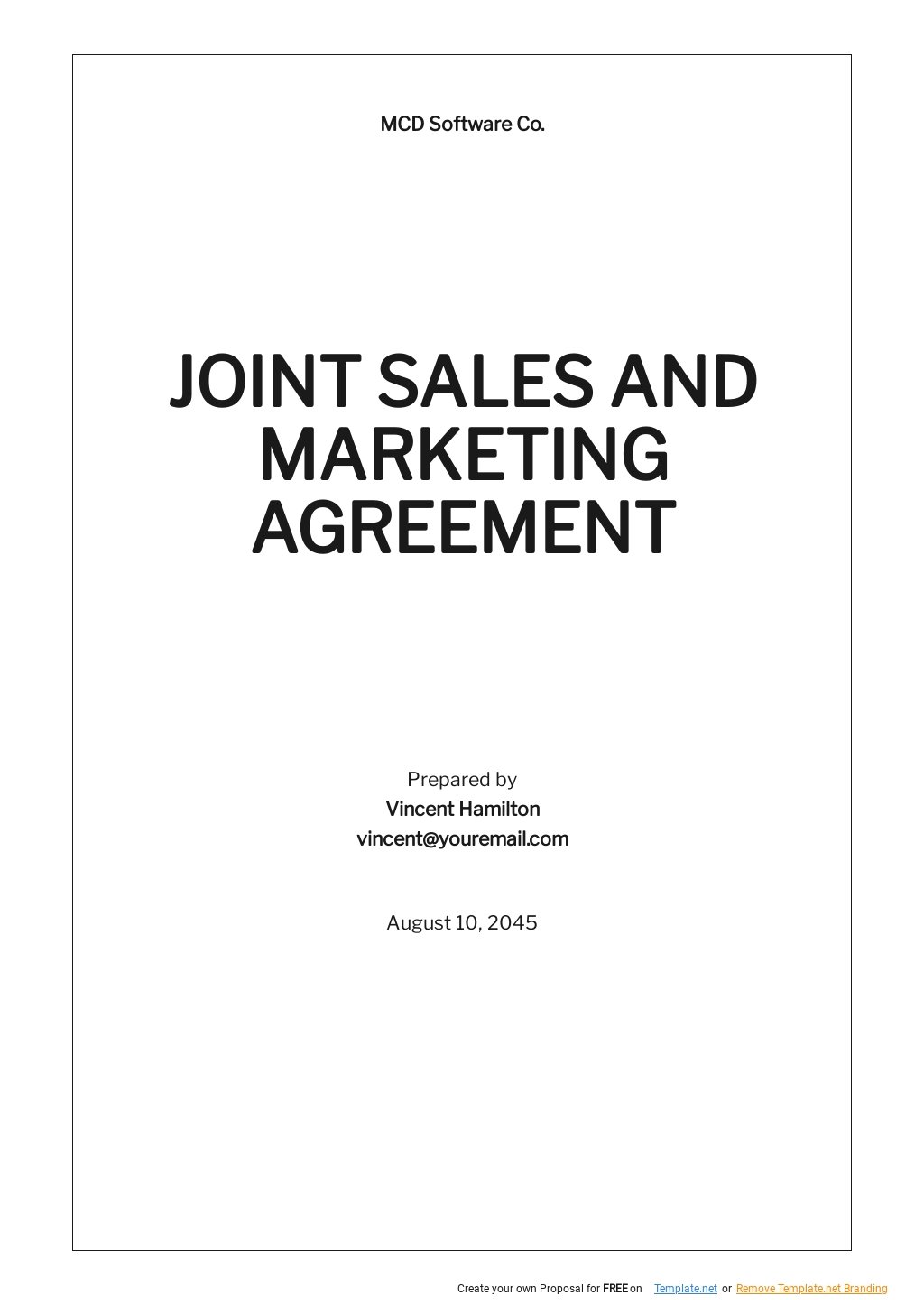 Joint Sales and Marketing Agreement Template