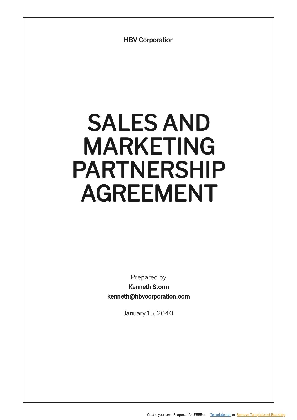 Sales and Marketing Partnership Agreement Template
