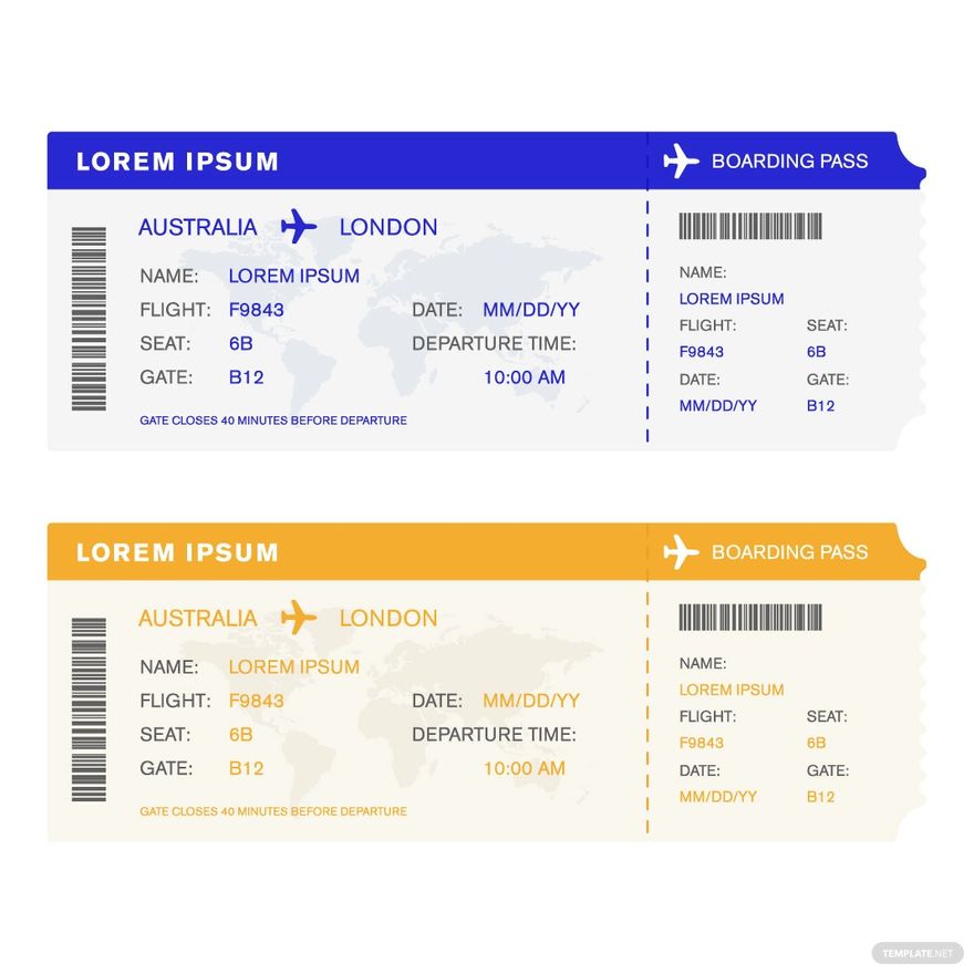 Free Plane Ticket Vector - EPS, Illustrator, JPG, PNG, SVG | Template.net