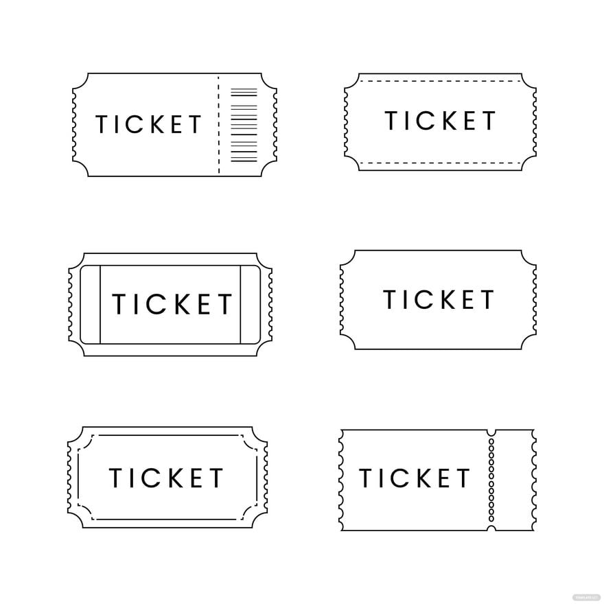Ticket Outline Vector in Illustrator, EPS, SVG, JPG, PNG