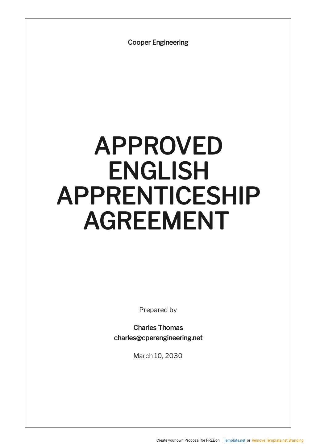 Approved English Apprenticeship Agreement Template 