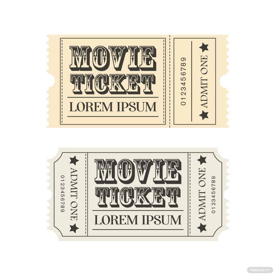 Vintage Movie Ticket Vector in Illustrator, EPS, SVG, JPG, PNG