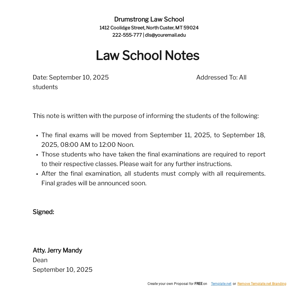 Law School Notes Template in Word, Google Docs, Apple Pages