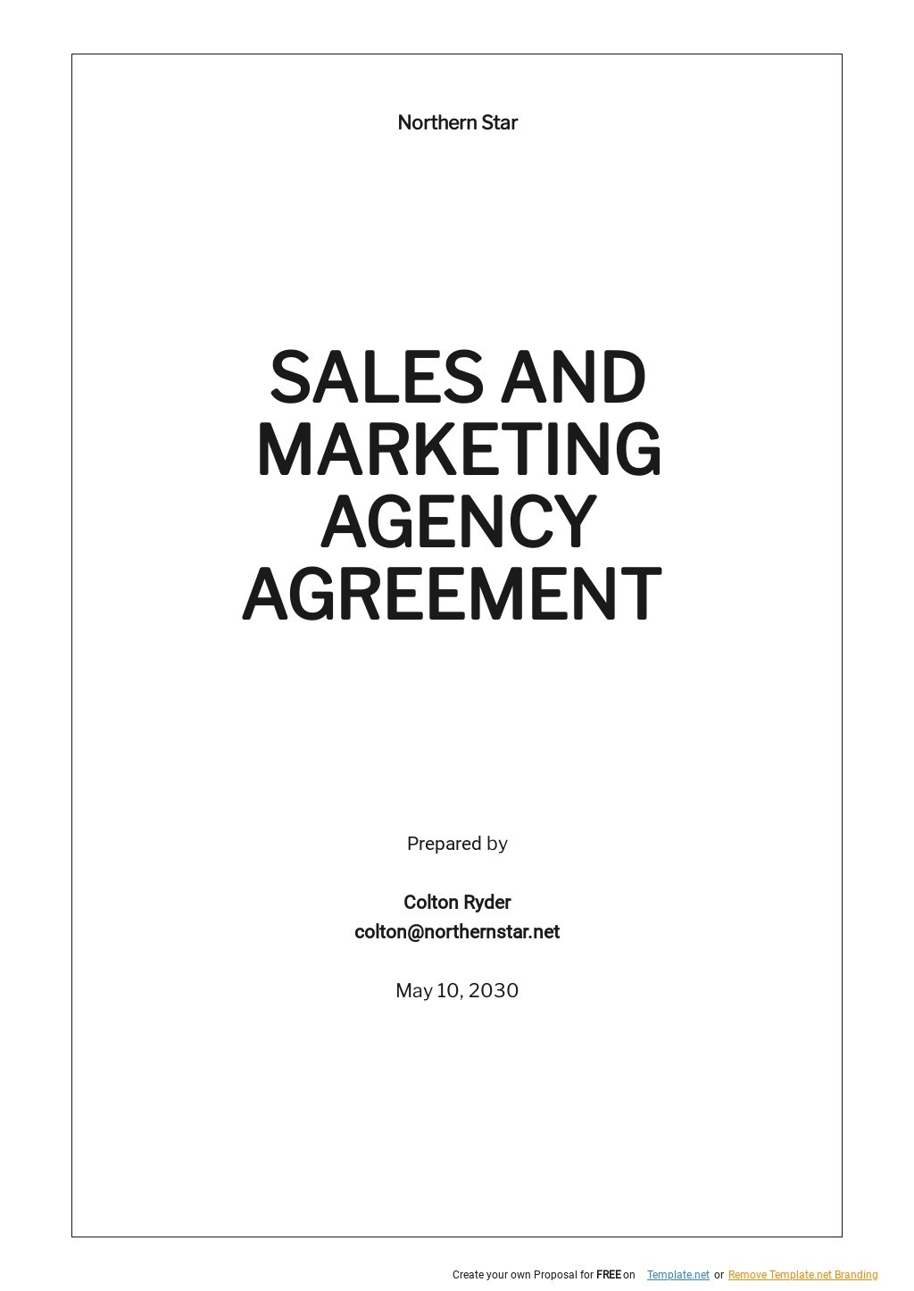 Sales and Marketing Agency Agreement Template