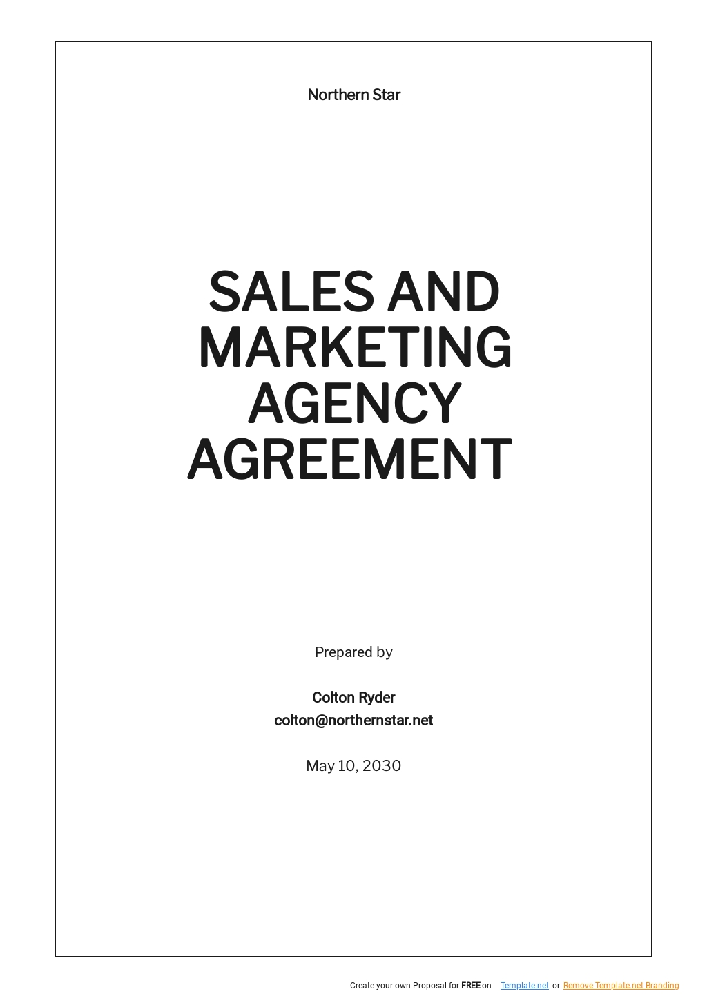 Sales and Marketing Agency Agreement Template in Word, Google Docs, Apple Pages