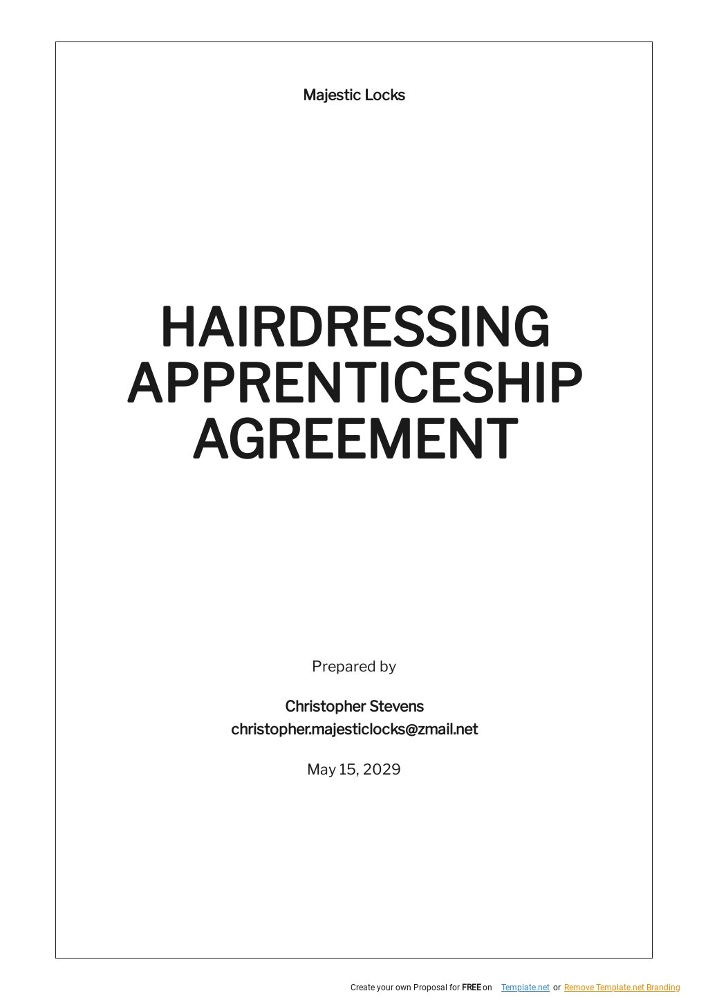 Hairdressing Apprenticeship Agreement Template