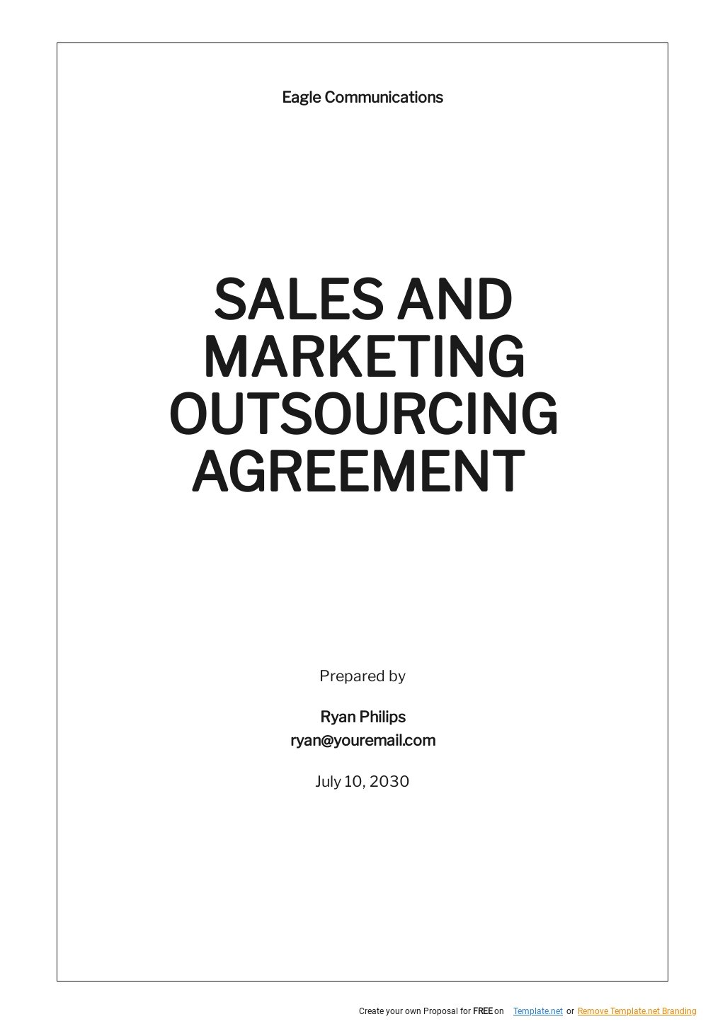 Sales and Marketing Outsourcing Agreement Template