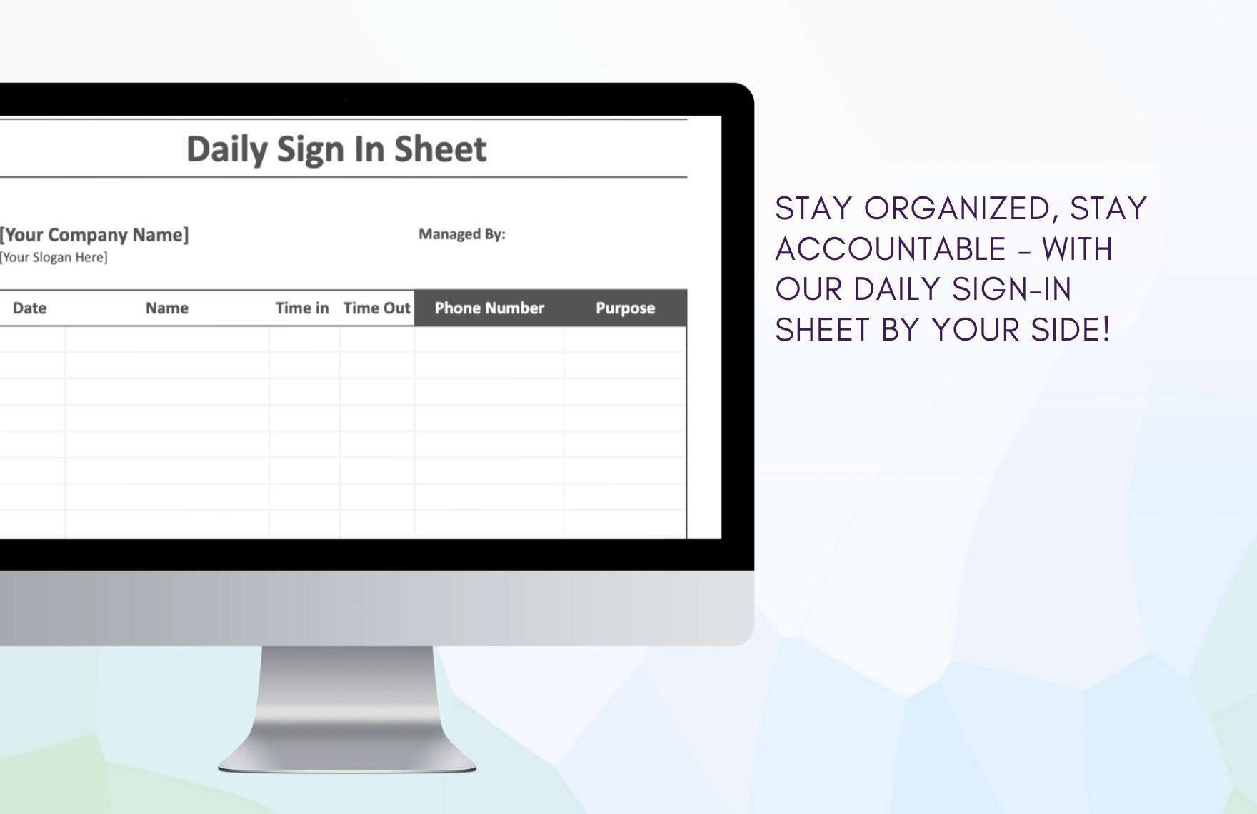 Daily Sign in Sheet Template