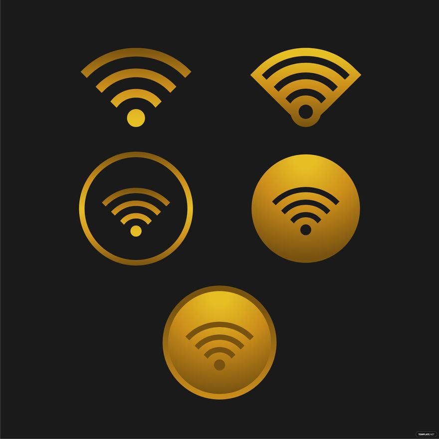 Gold WiFi Vector in Illustrator, EPS, SVG, JPG, PNG