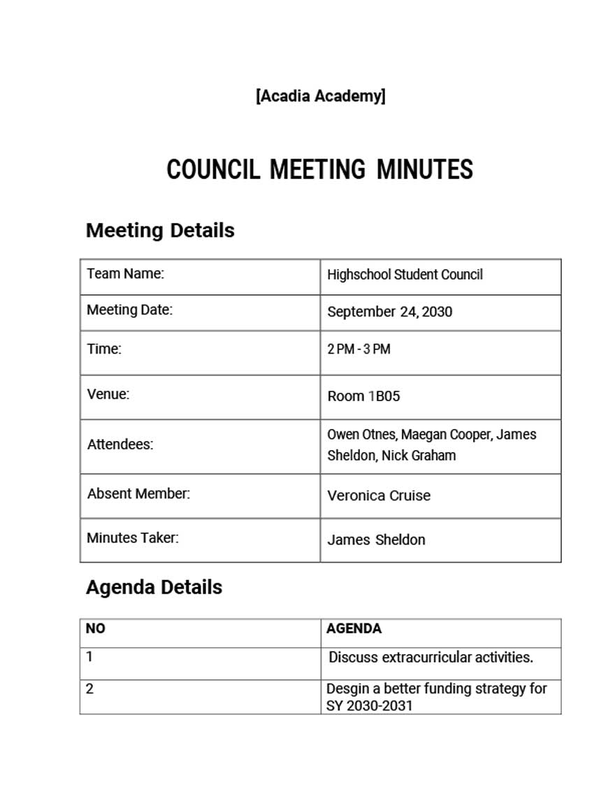 Printable Resident Council Meeting Template Printable Blank World