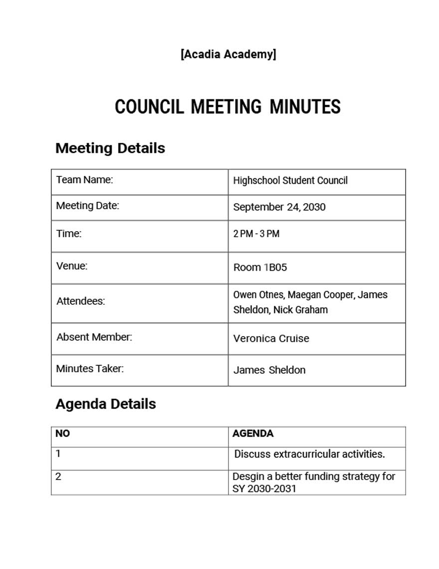 Family Council Meeting Minutes Template