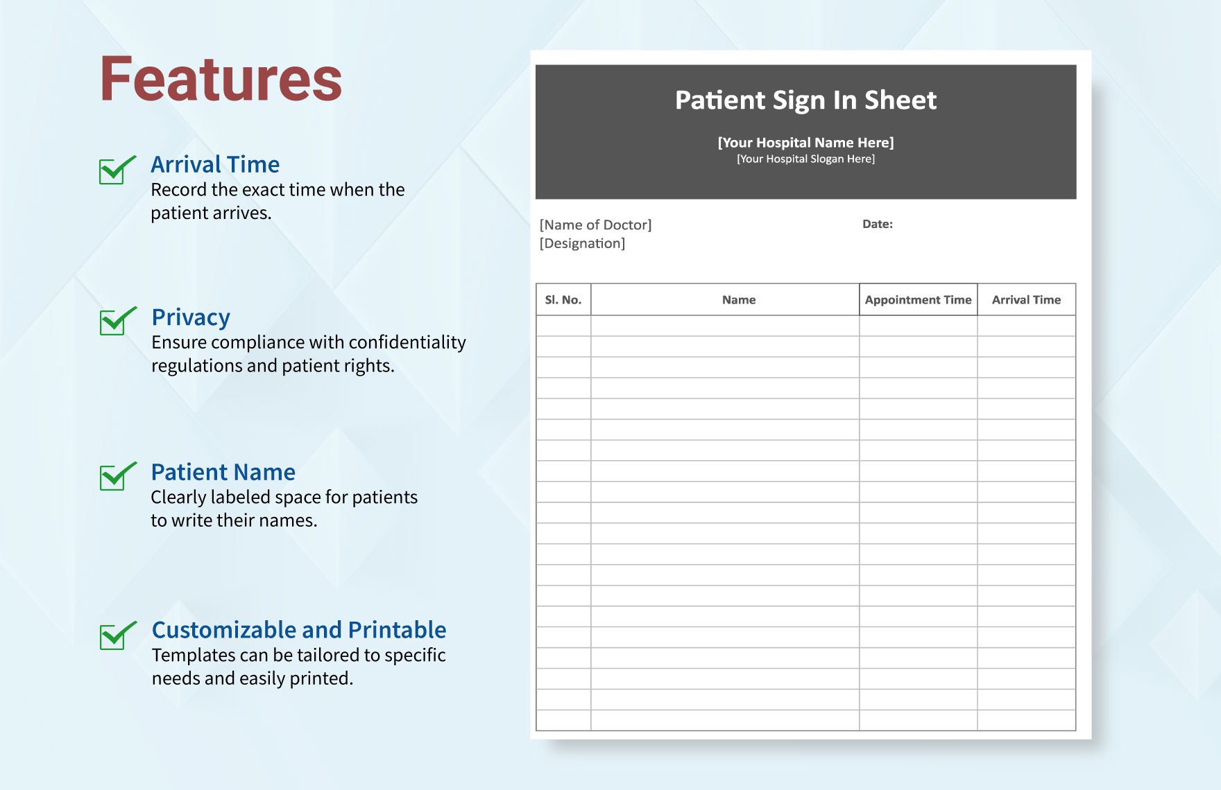 Patient Sign in Sheet Template