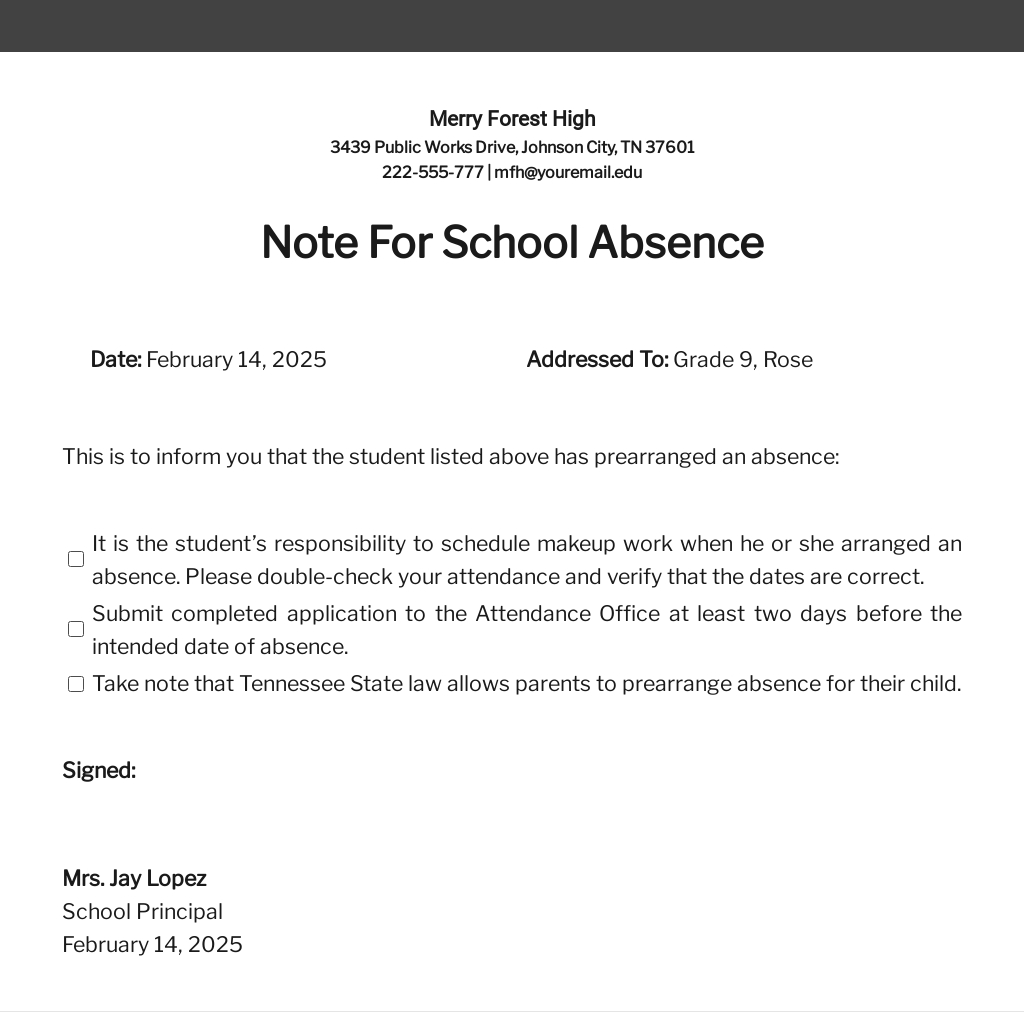 Formal Excuse Letter for Absence - Download in Word, Google Docs, PDF ...