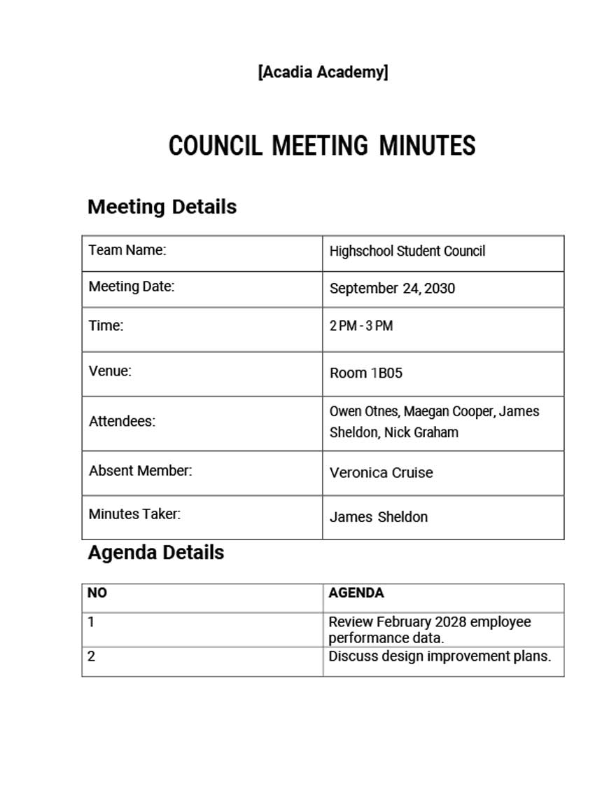 Quality Improvement Meeting Minutes Template