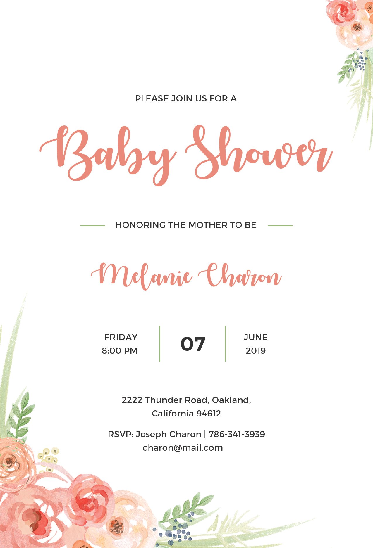 Free Baby Shower Invitation Template in PSD, MS Word, Publisher