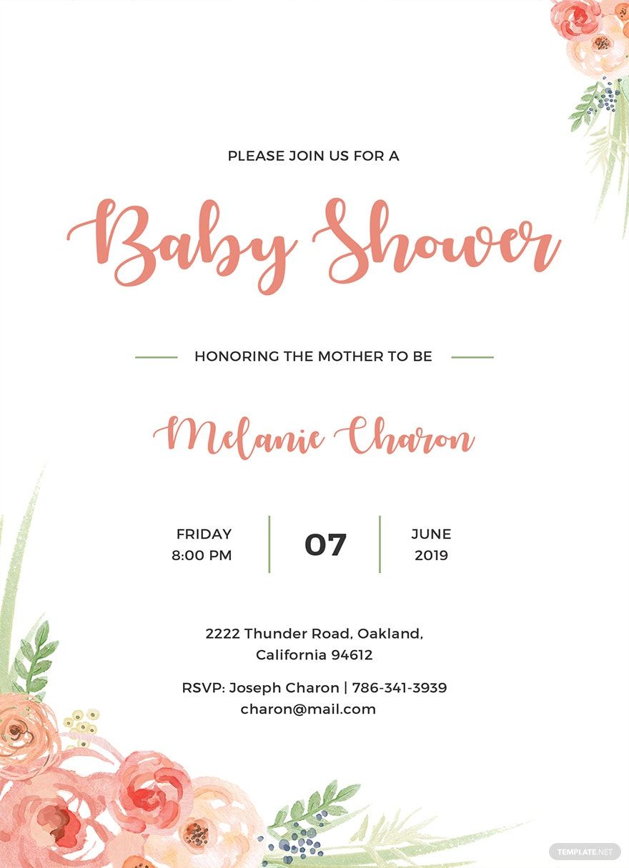 Baby Shower Invitation Template in Illustrator, PSD