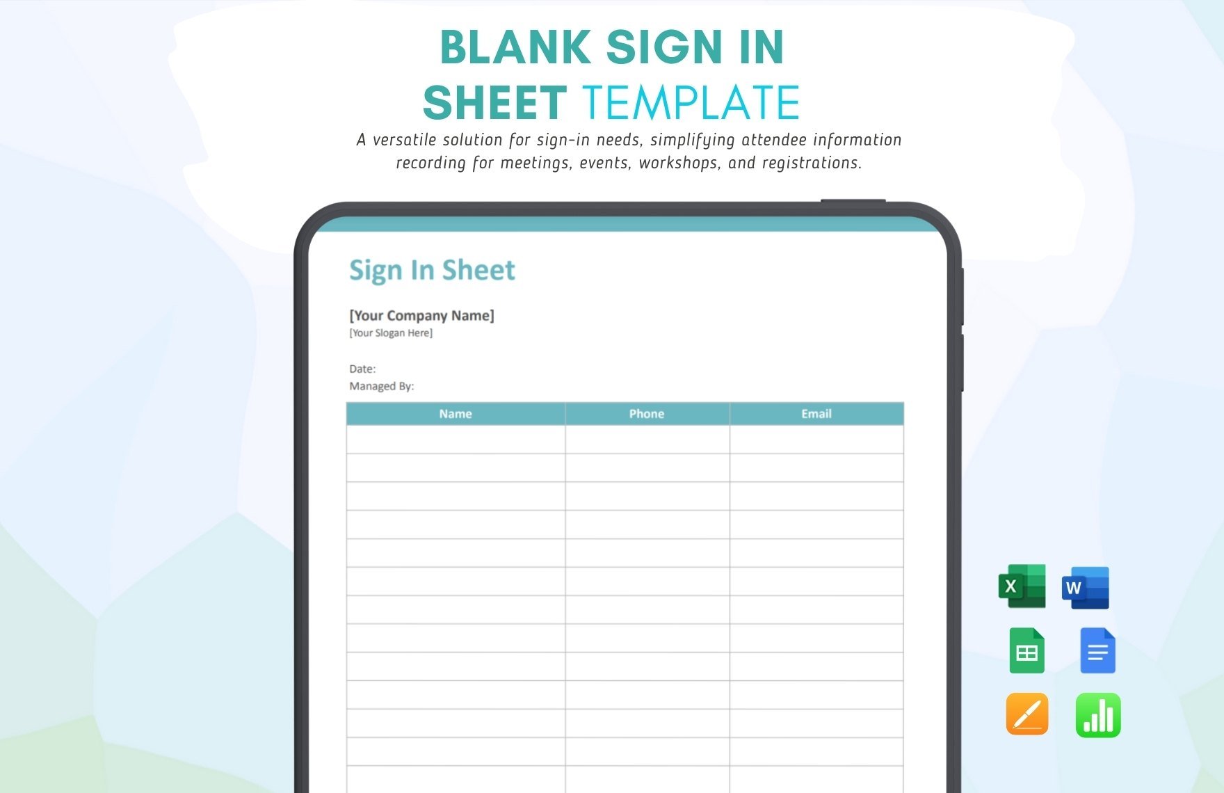 Blank Sign in Sheet Template