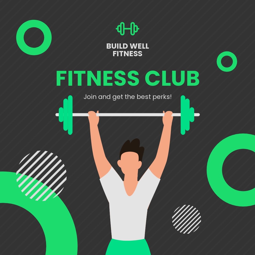 Animated Fitness Club Post, Instagram, Facebook Template