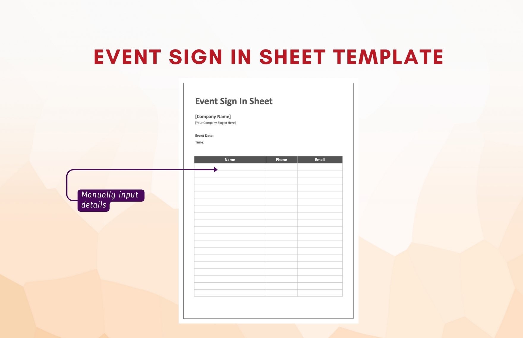 Event Sign in Sheet Template