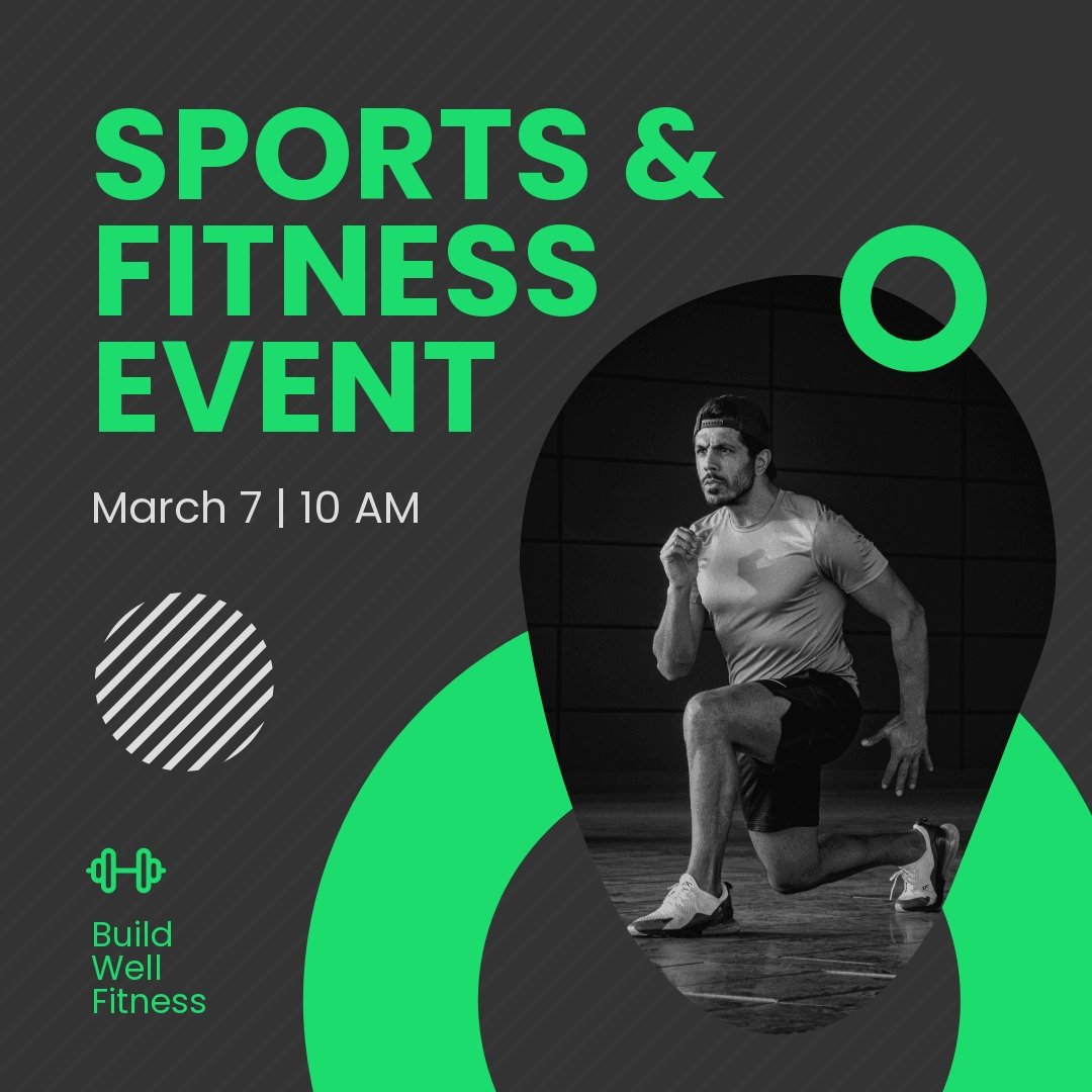 Animated Sports And Fitness Post, Instagram, Facebook Template