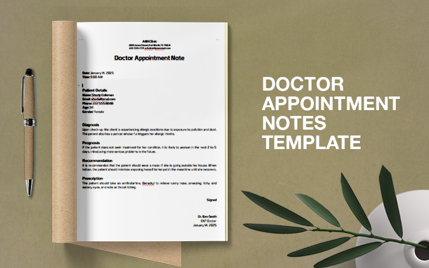 Doctor Appointment Notes Template