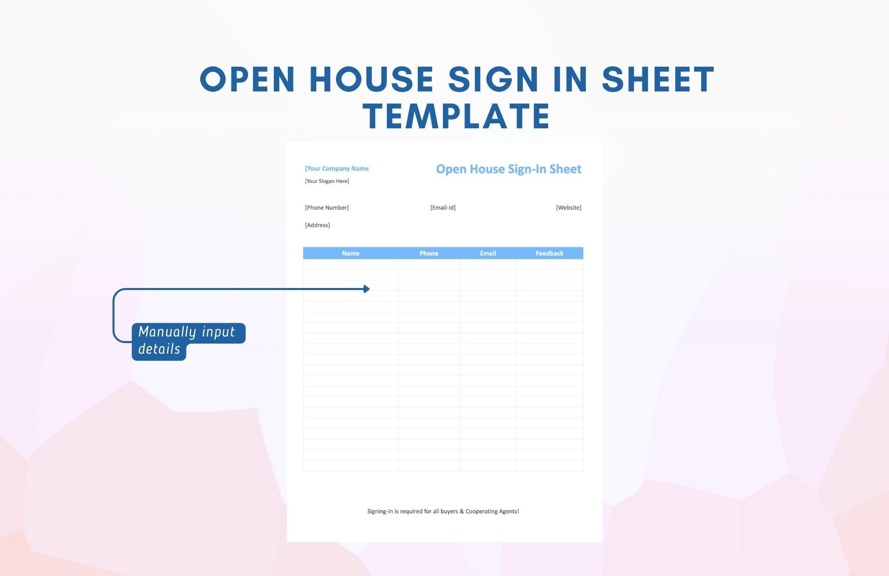 Open House Sign in Sheet Template