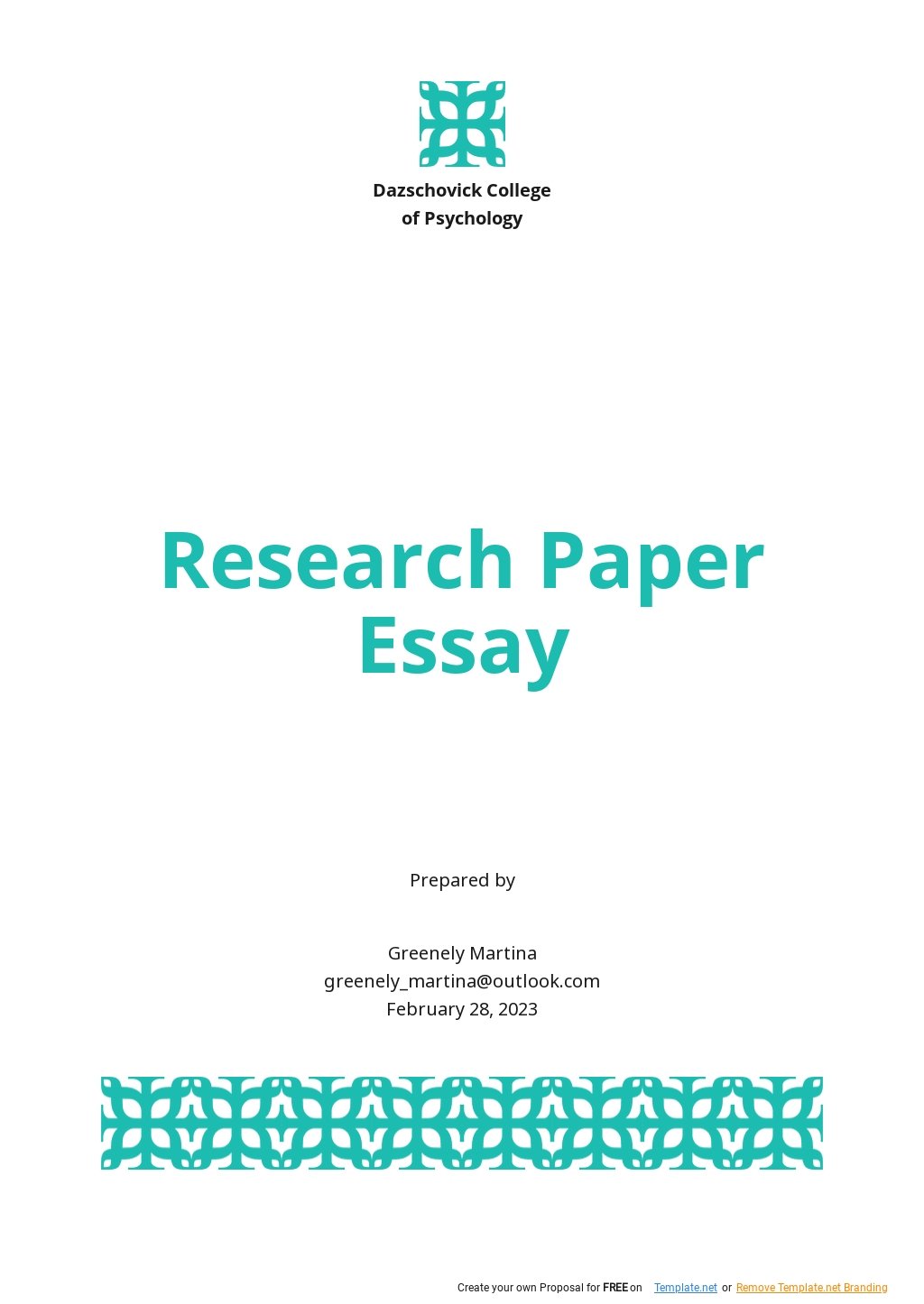 Research Paper Essay Template
