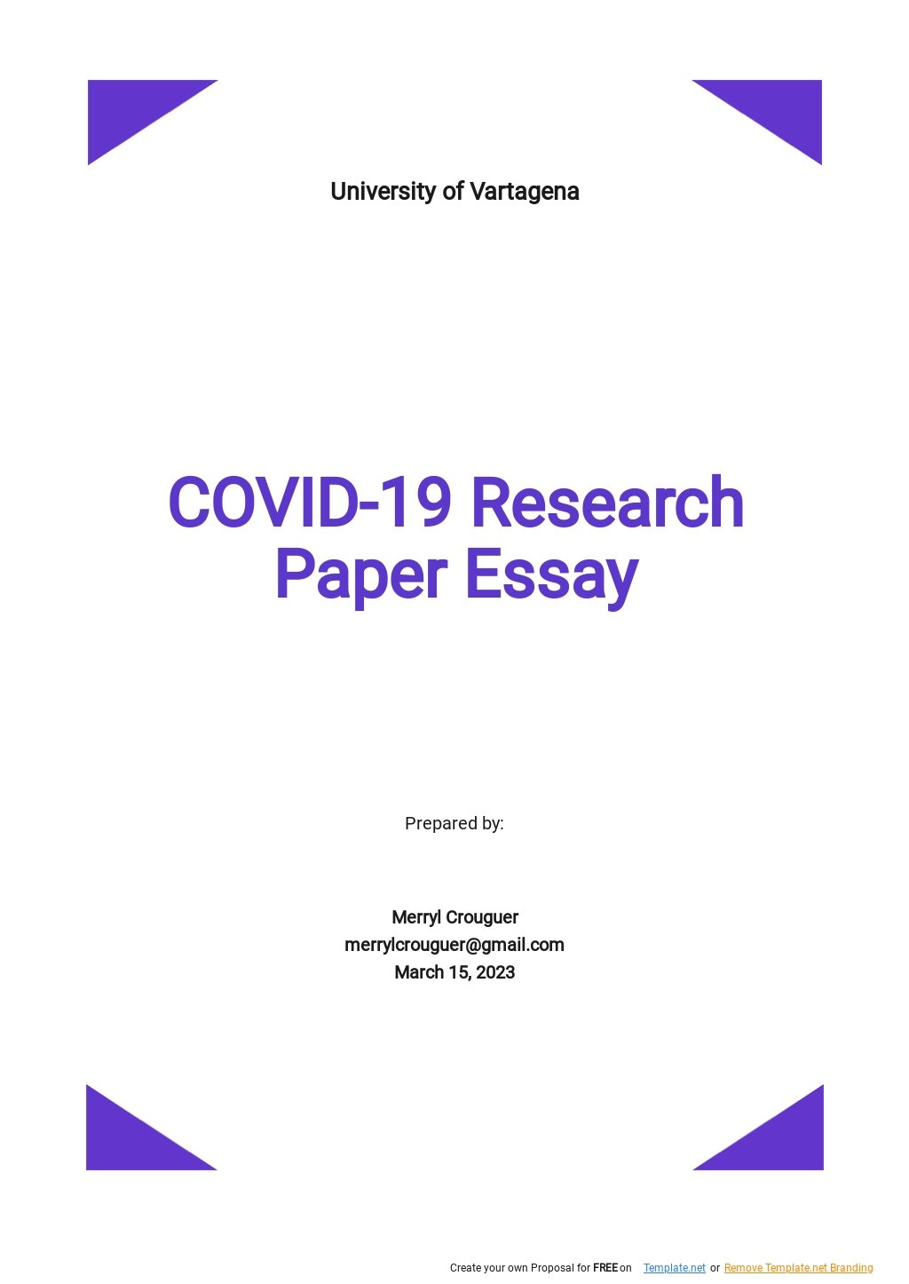 Covid 19 Research Paper Essay Template