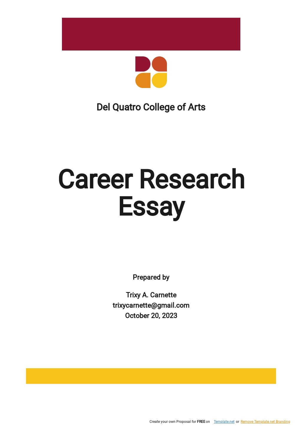 Career Research Paper Essay Template
