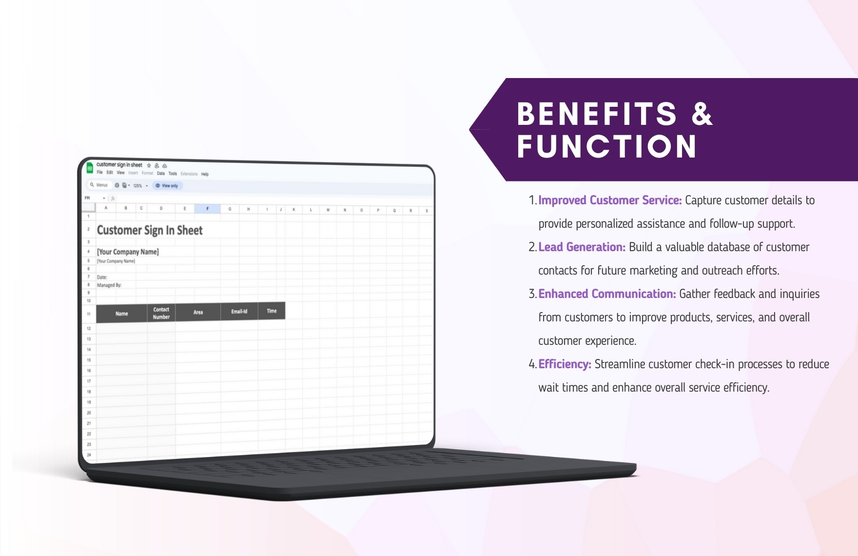 Customer Sign in Sheet Template