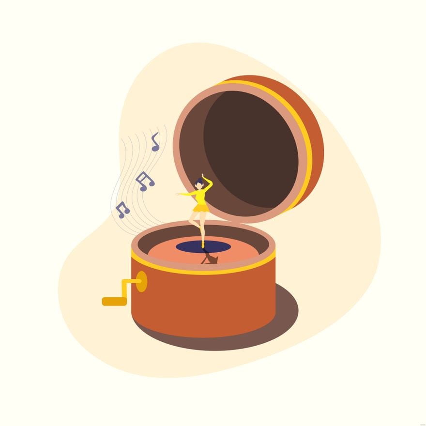 Music Box Illustration in Illustrator, EPS, SVG, JPG, PNG