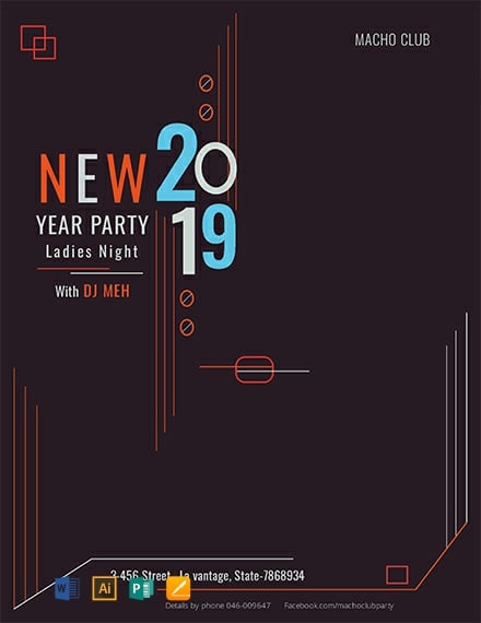 free new year flyer template 440x570