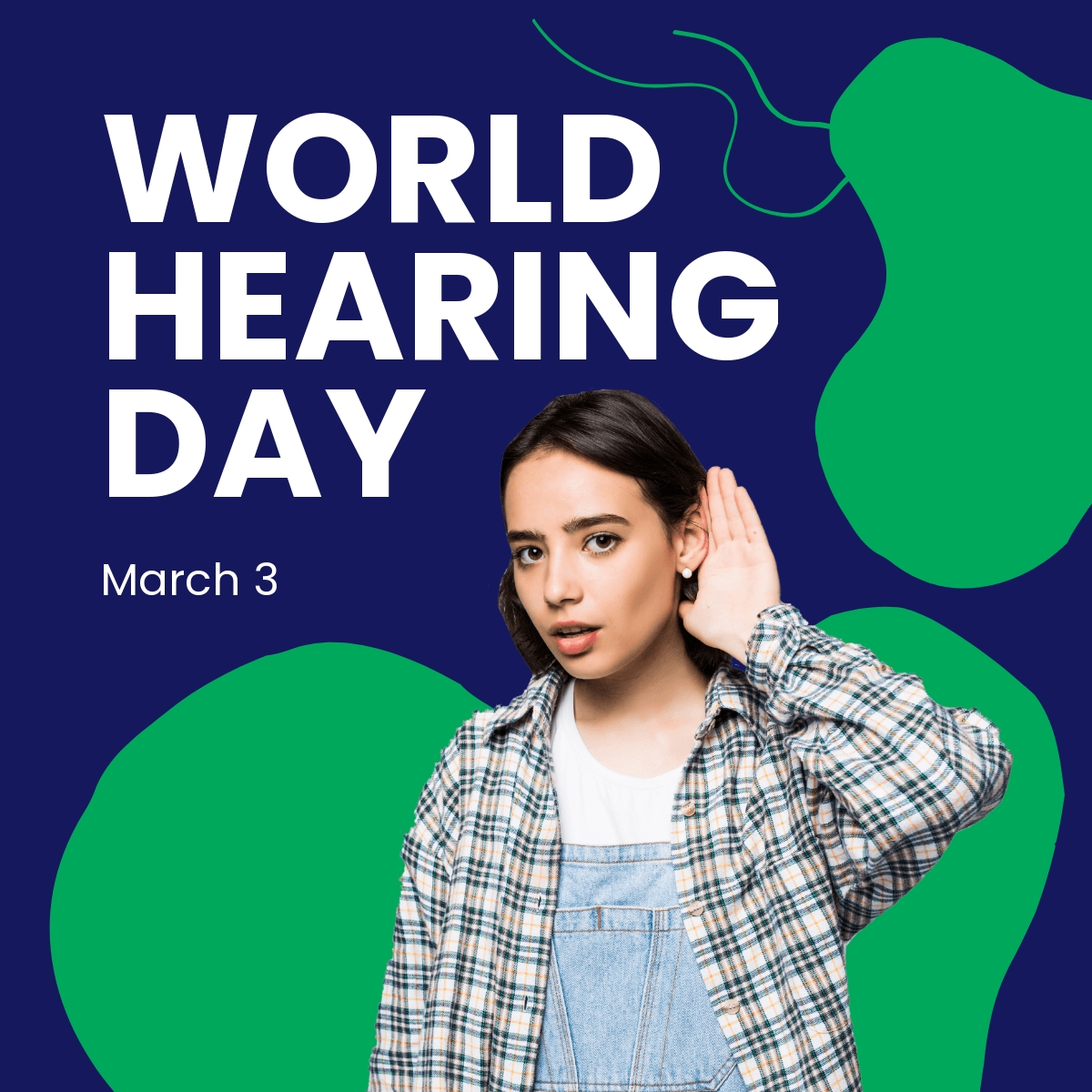 Free World Hearing Day LinkedIn Post Template
