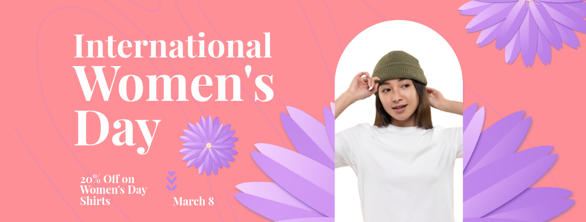 Free Women's Day Offer Facebook Cover Template to Edit Online