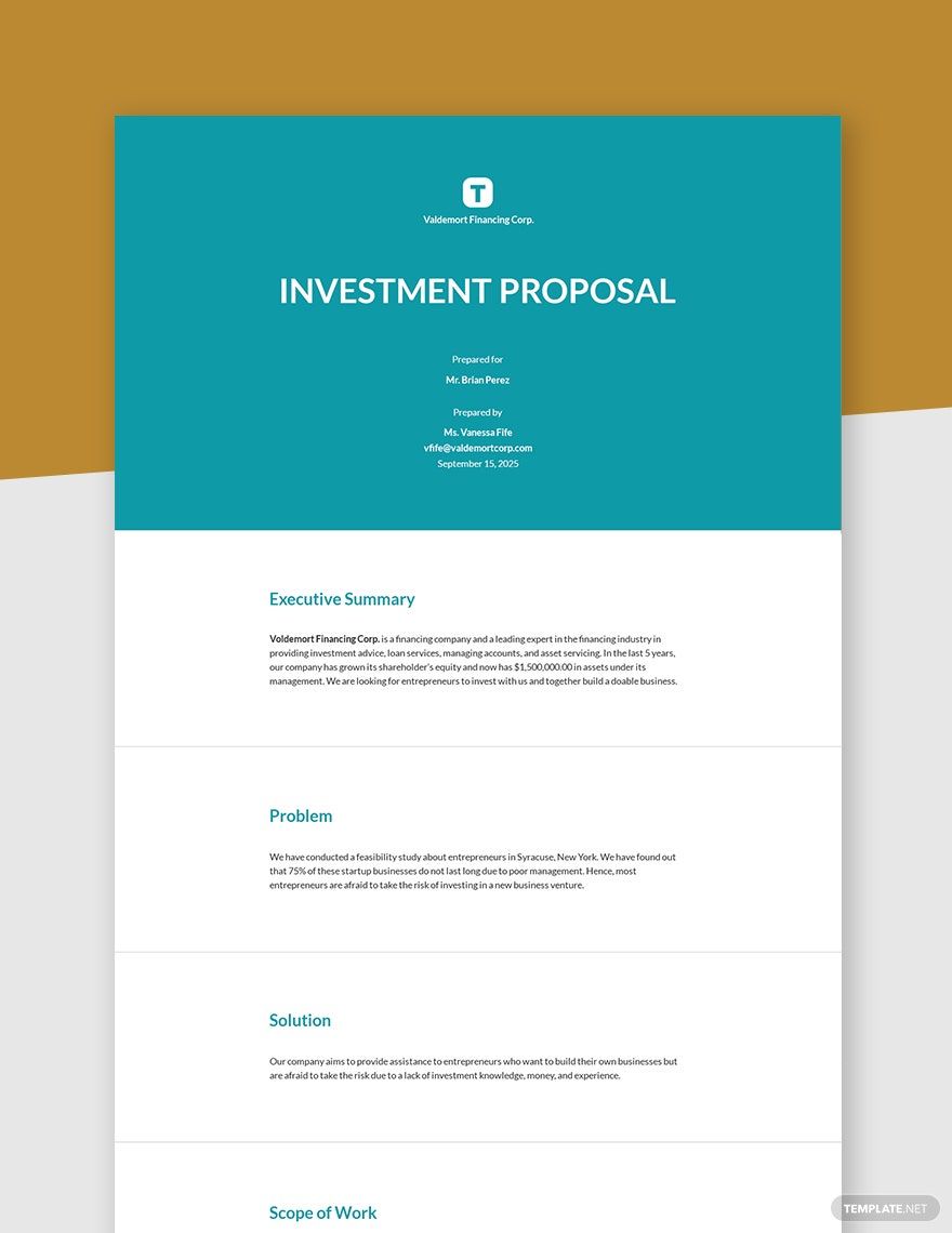 Free Sample Construction Investment Proposal Template - Google Docs ...