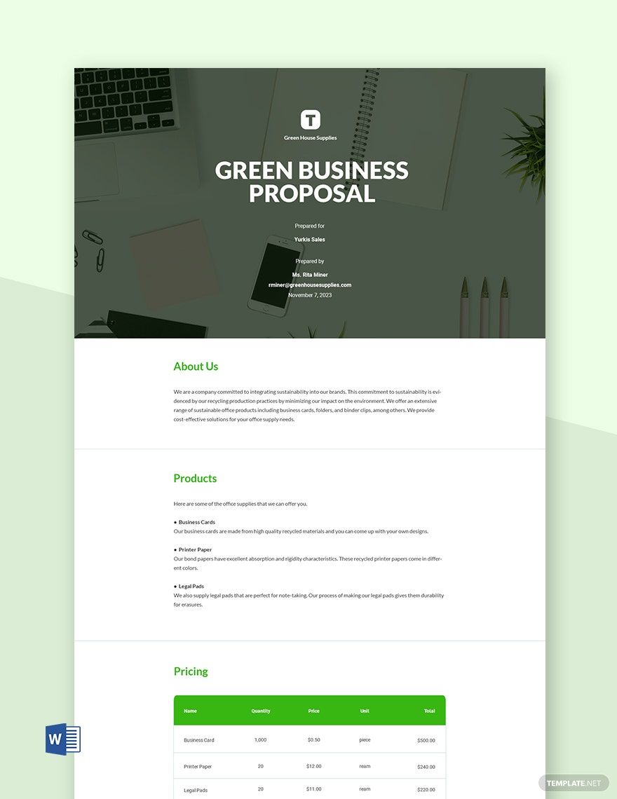 Green Business Proposal Template