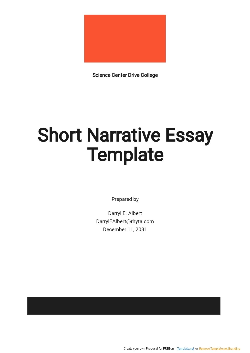 Short Narrative Essay Template in Word, Google Docs, Apple Pages